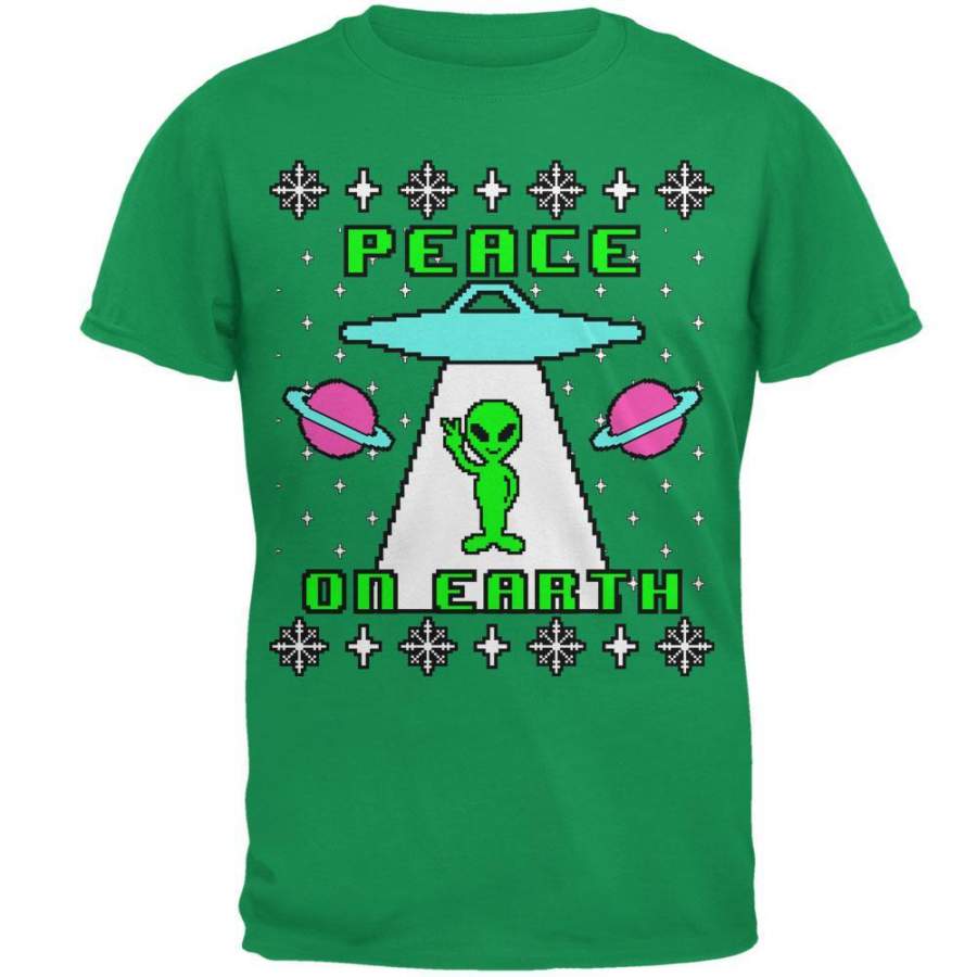 Alien Peace on Earth Ugly Christmas Sweater Mens T Shirt