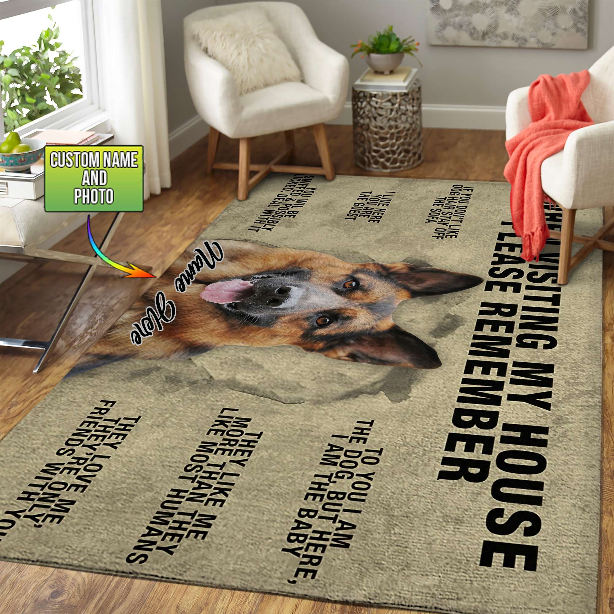 When Visiting Customized German Shepherd  Rug