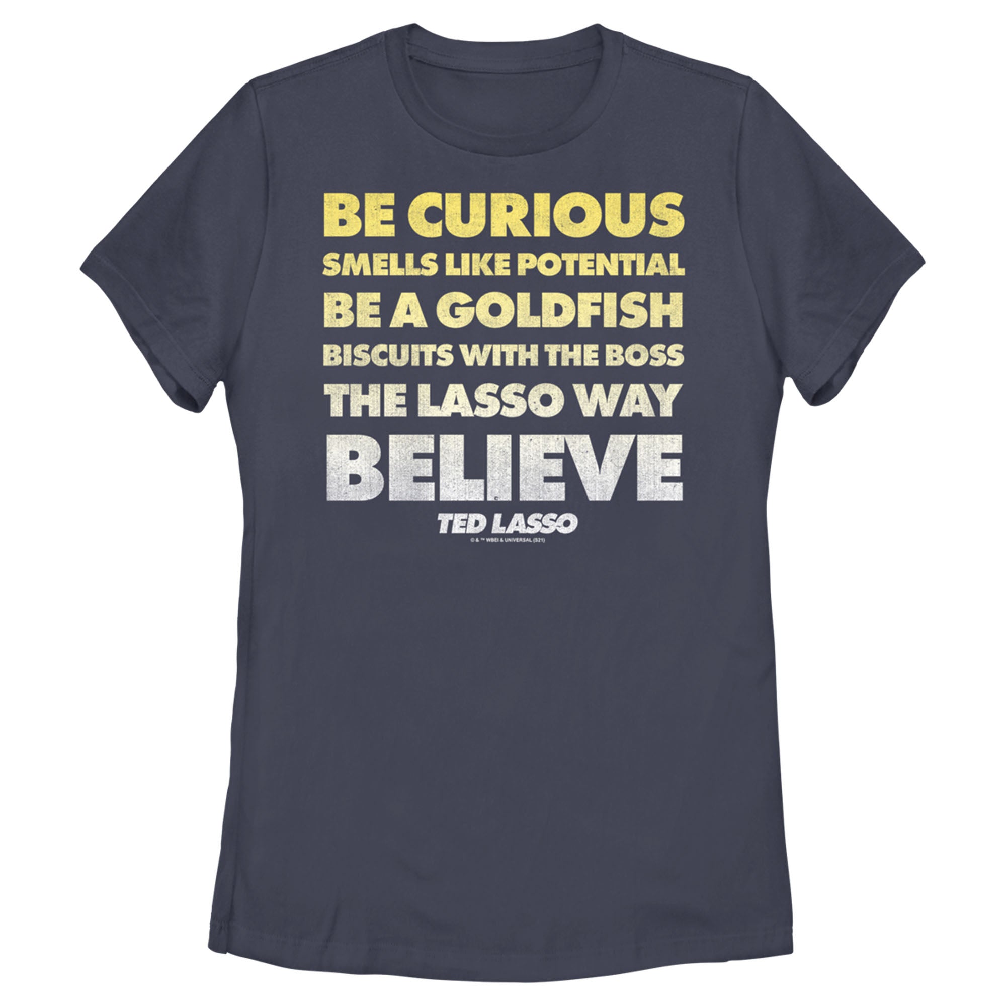 Ted Lasso Women’S Be Curious Quote Stack  T-Shirt