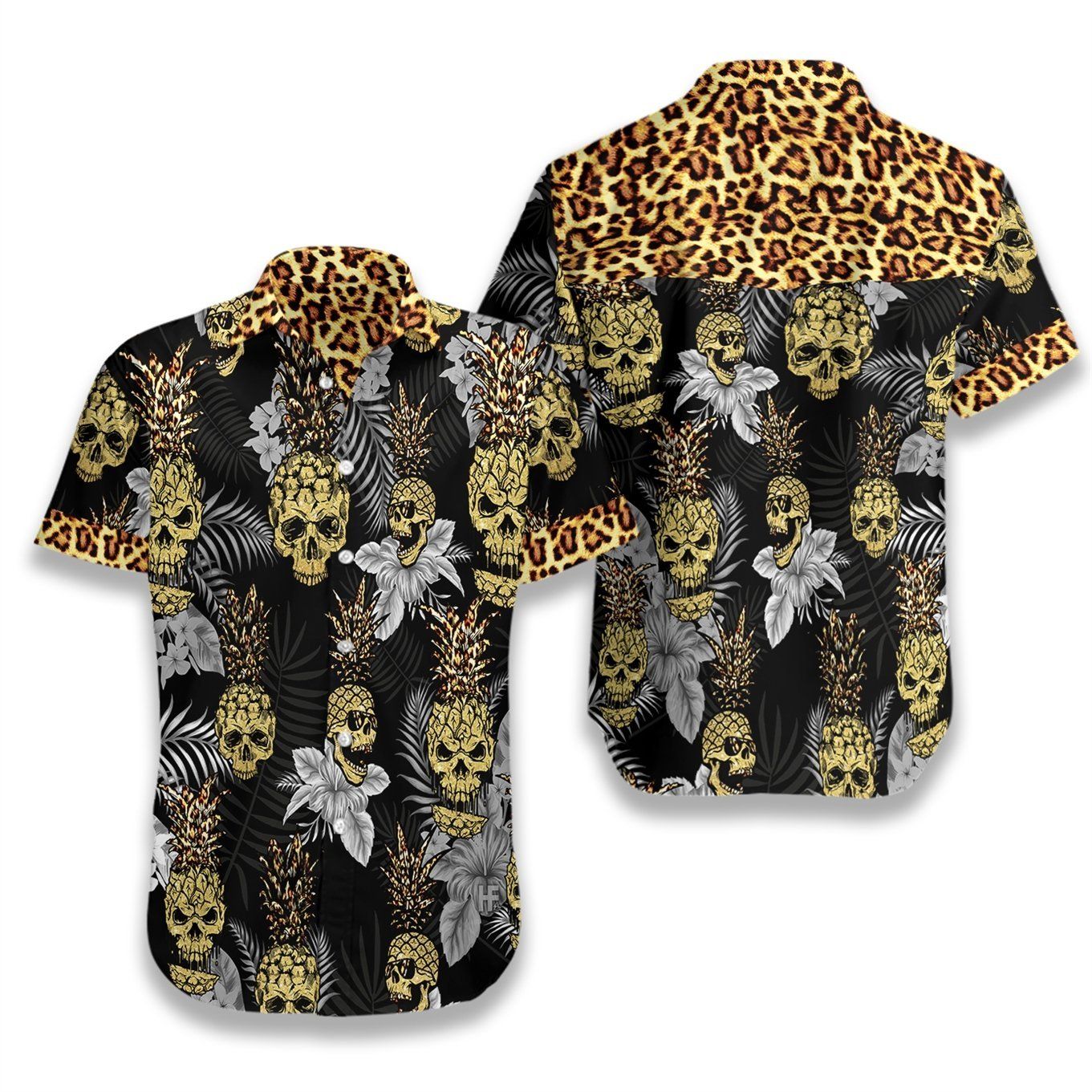 Pine Apple Skull Leopard Tropical Ez05 0407 Hawaiian Shirt