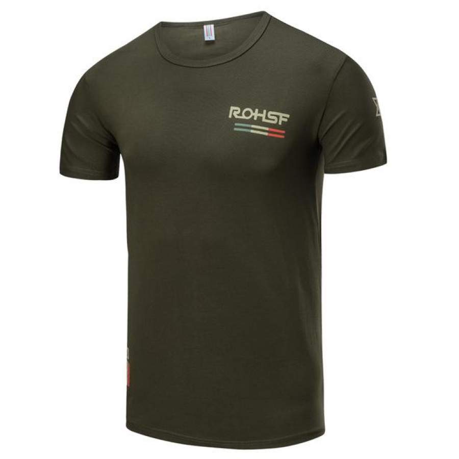 T Shirt Men Summer Top Bodybuilding Cotton Slim Fit Short Sleeve T-Shirt Fitness Casual Clothing