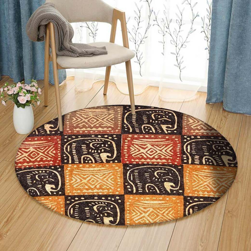 African Elephant JQQ70 Round Rug