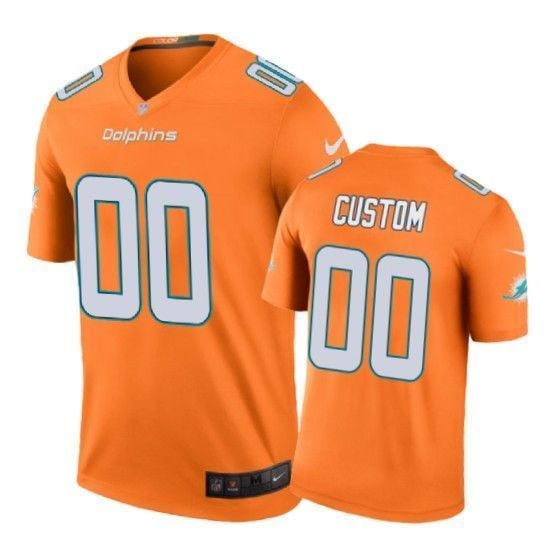 Miami Dolphins 00 Custom Color Rush Orange 3D Jersey