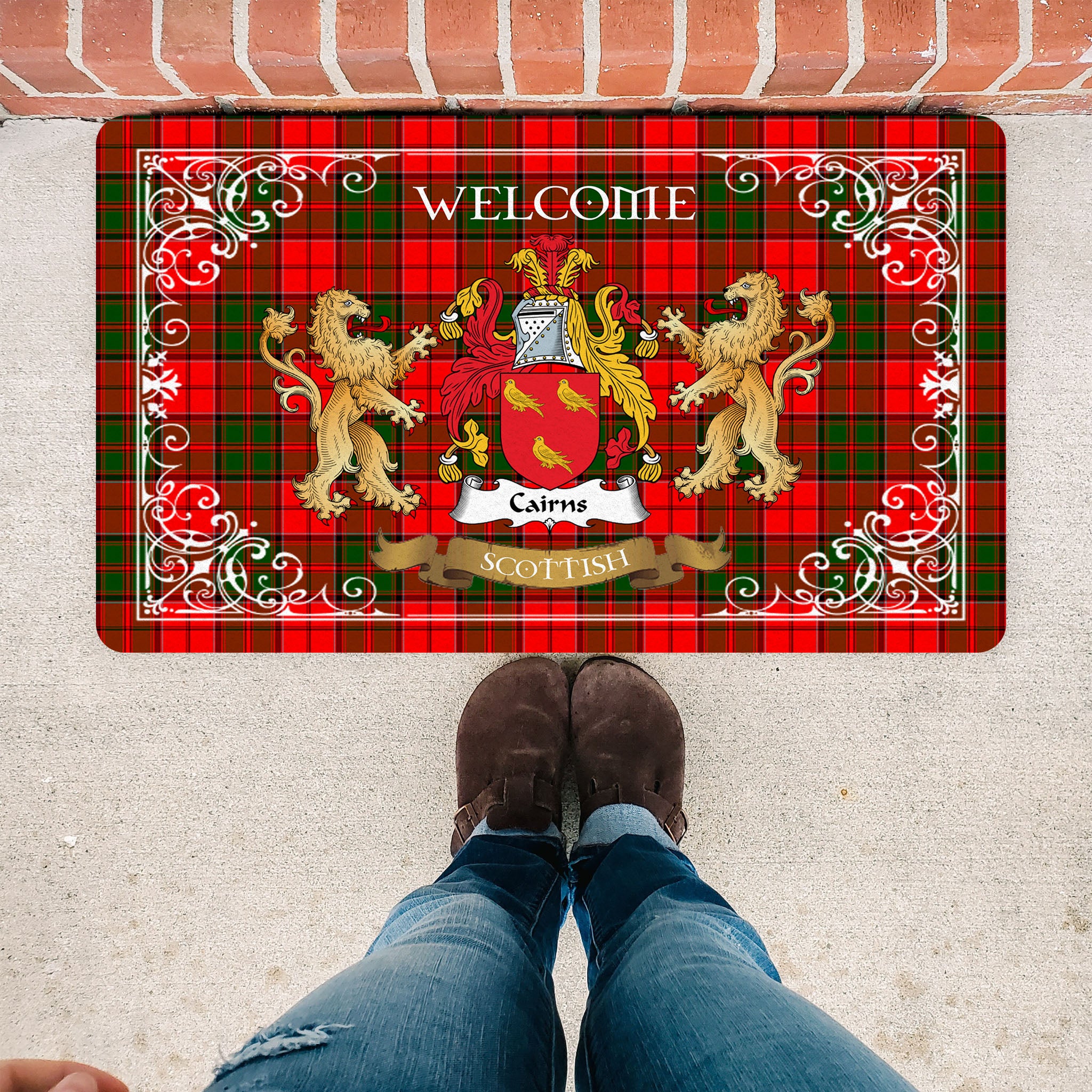 Scotstee Shop Tartan Door Mat The Family Cairns Scottish Plaid Doormat, Welcome Mat, Christmas Door Mat