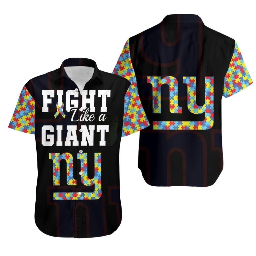 Fight Like A New York Giants Autism Support Hawaiian Shirt Beach Set