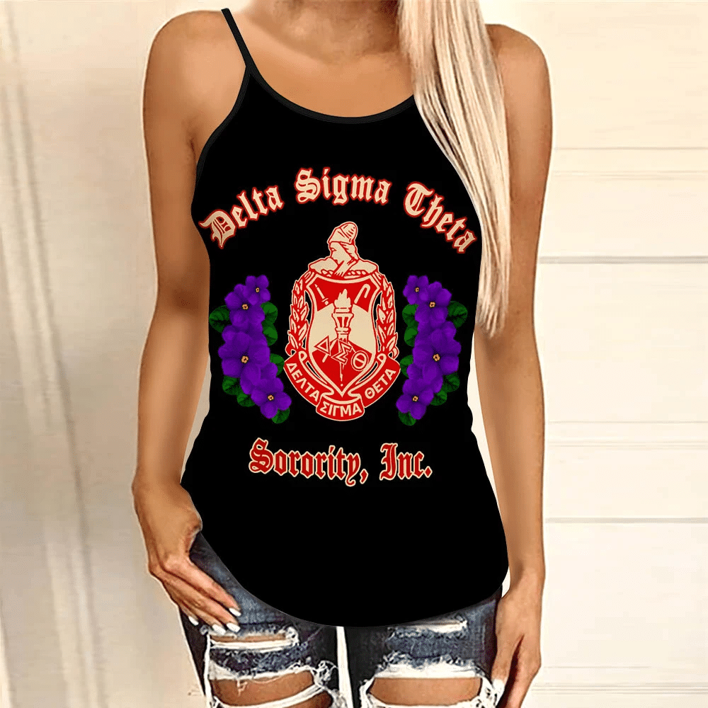 Gettee Tank Top – Delta Sigma Theta Violet Criss-Cross Tank Top A31