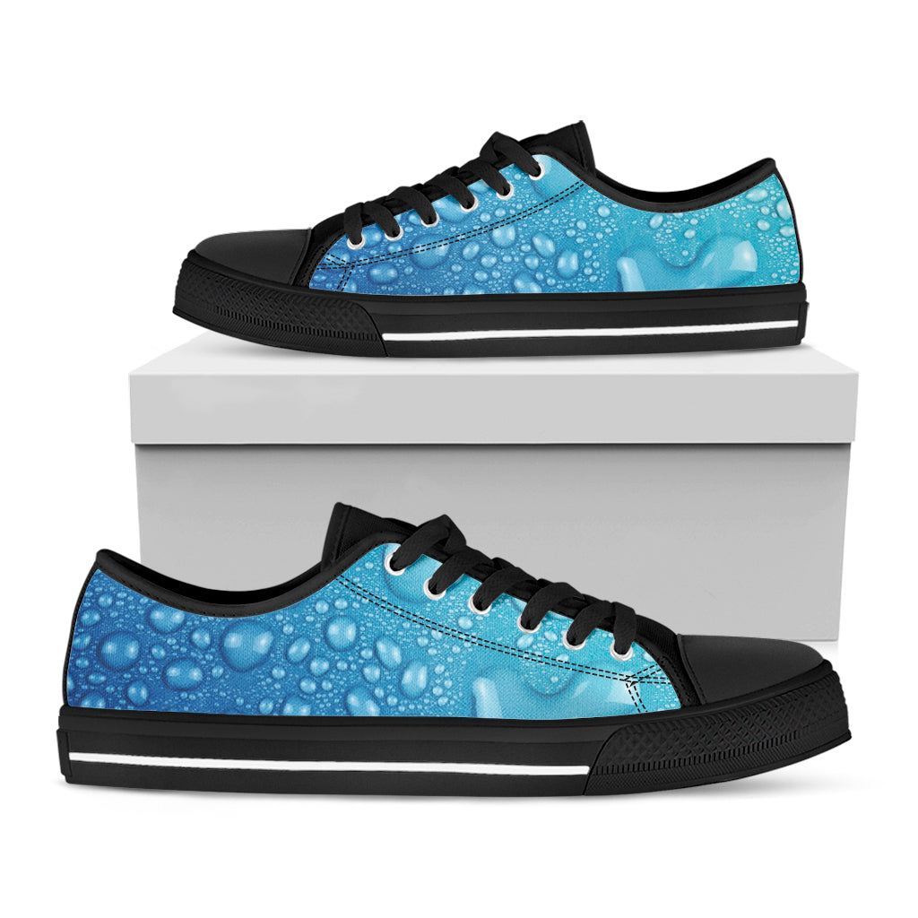 Water Drops Print Black Low Top Shoes