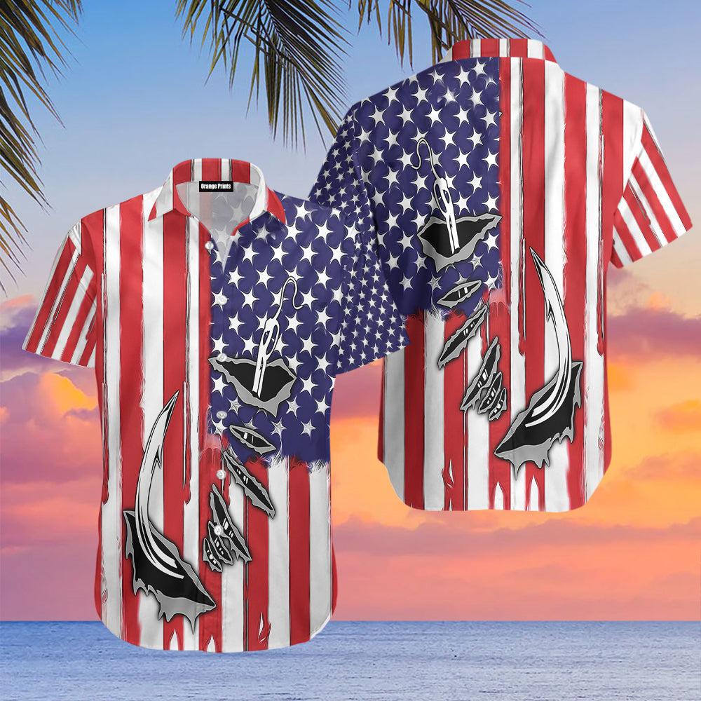 Fish Hook American Flag Hawaii Shirt For Men And Women Ha66398