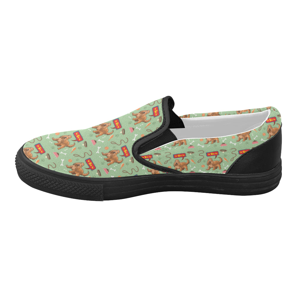 American Cocker Spaniel Pattern Black Women’s Slip-on Canvas Shoes