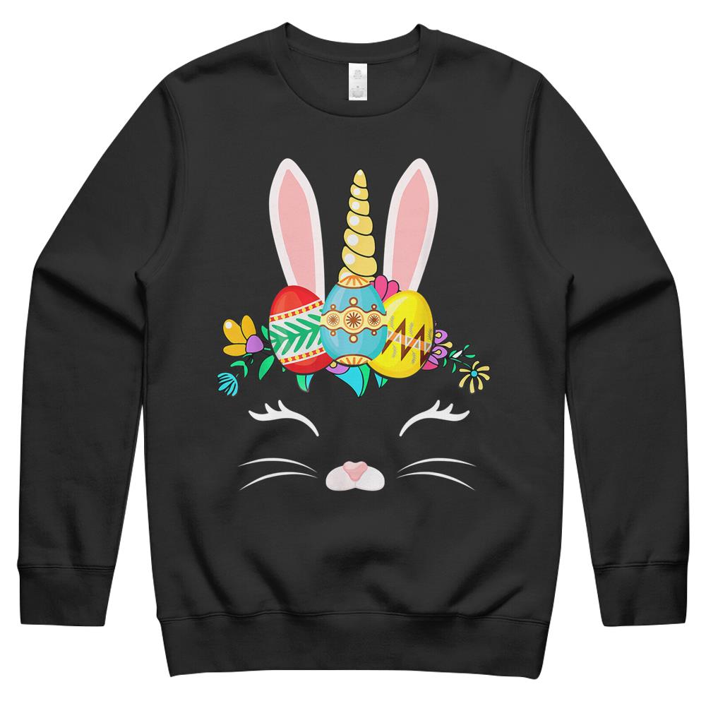 Bunny Unicorn Happy Easter Day 2021 Color Eggs Gifts Crewneck Sweatshirt