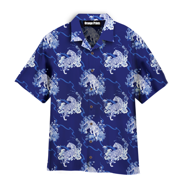 Tiger Walking In Flower Pattern Hawaii Shirt For Men Women Ha32711