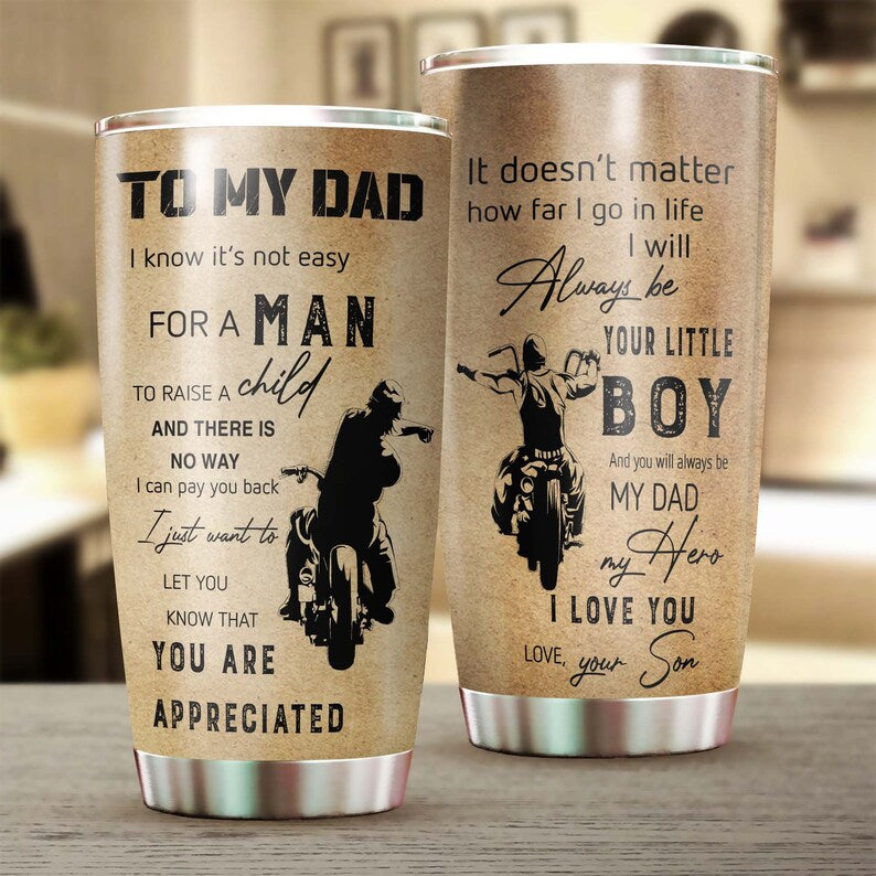 To My Dad Touching Letter I Love You Always Be Your Little Boy Personalized Tumbler-Birthday Gift Christmas Gift Father’S Day Gift For Dad