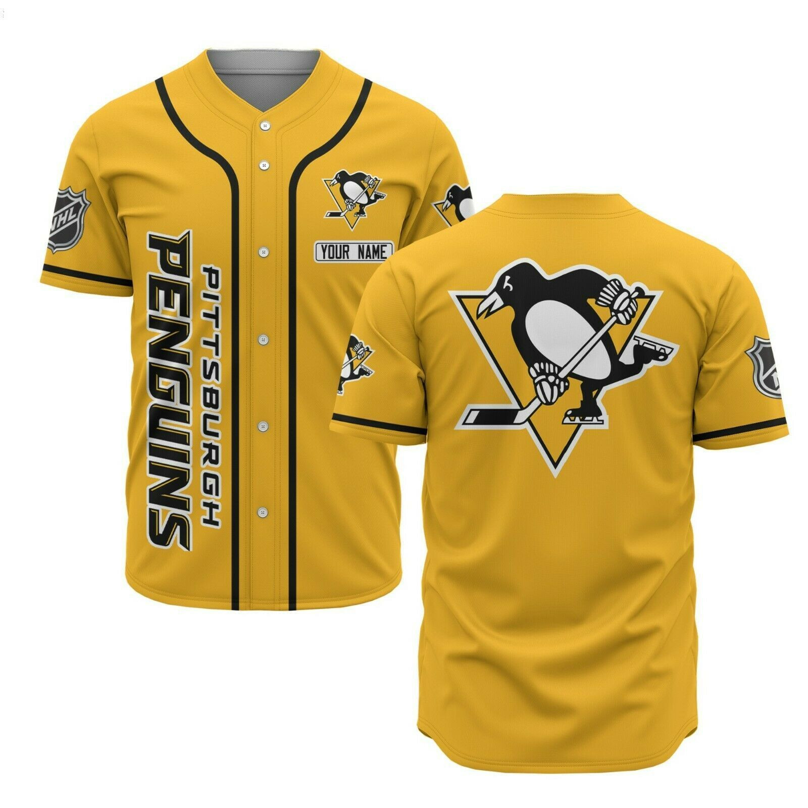 [Custom Name] Pittsburgh Penguins All Over Print Baseball Jersey For Fans