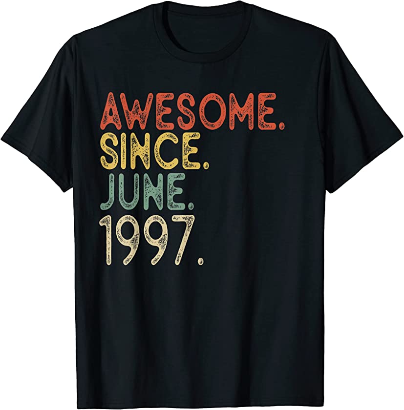 24th Birthday Awesome since June 1997 Vintage 24 Years old T-Shirt