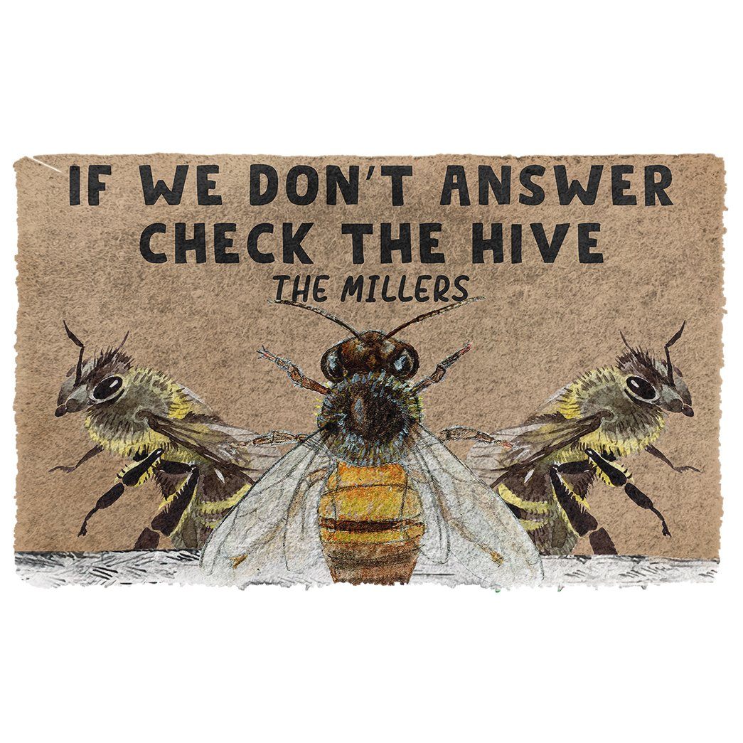 Gearhumans  Gearhuman 3D Check The Bee Hive Custom Name Doormat