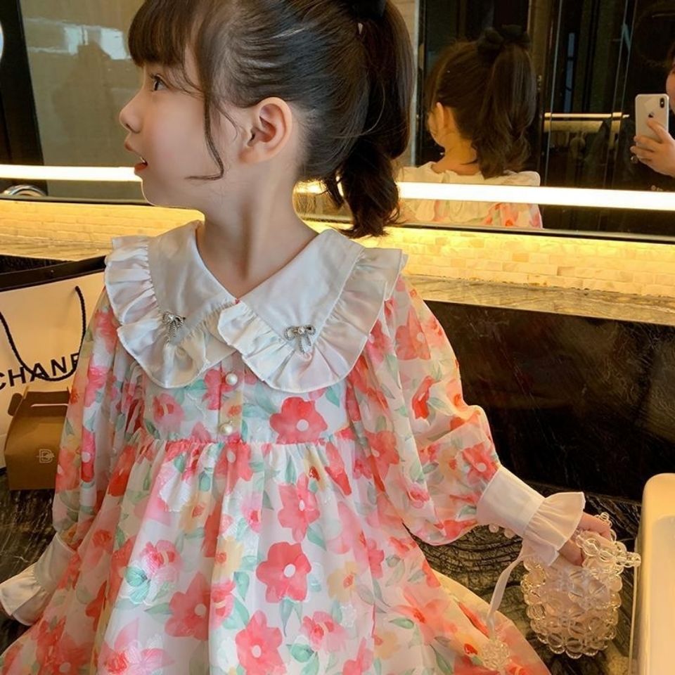 2022 Girls Baby Spring Autumn Summer Floral Dress Fashion Kids Girl Elegant Birthday Princess Dresses Children Vestidos Clothes alx