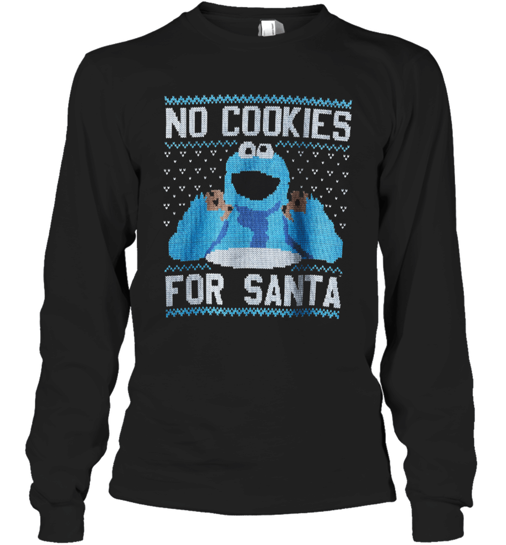 Sesame Street Men’s Monster No Cookies Ugly Christmas Long Sleeve