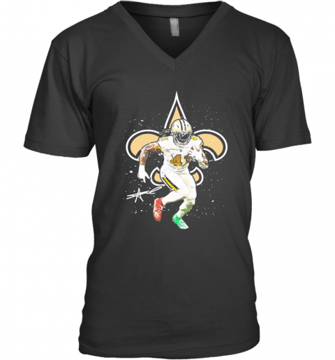 New Orleans Saints Alvin Kamara Signature V-Neck T-Shirt