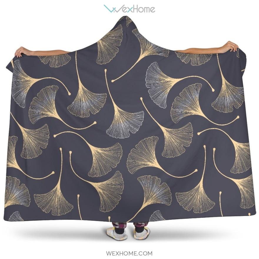 Gold Ginkgo Leaves Hooded Blanket