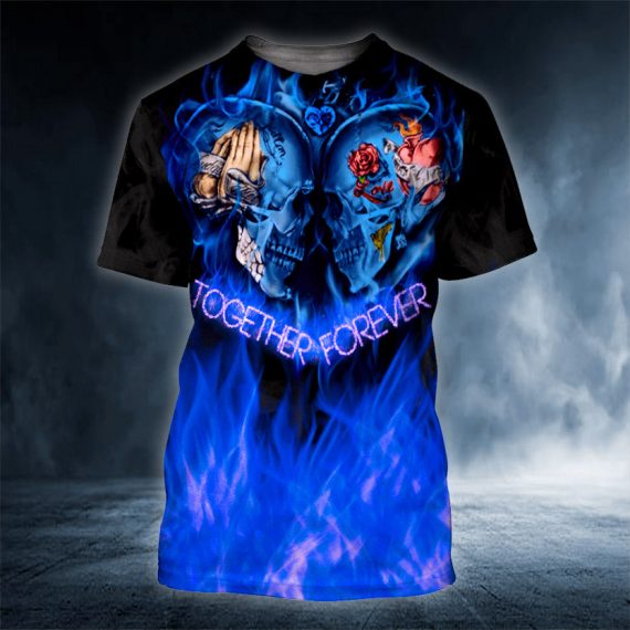 Forever Together Couple Skull 3D All Over Printed Unisex Tshirt Us Size