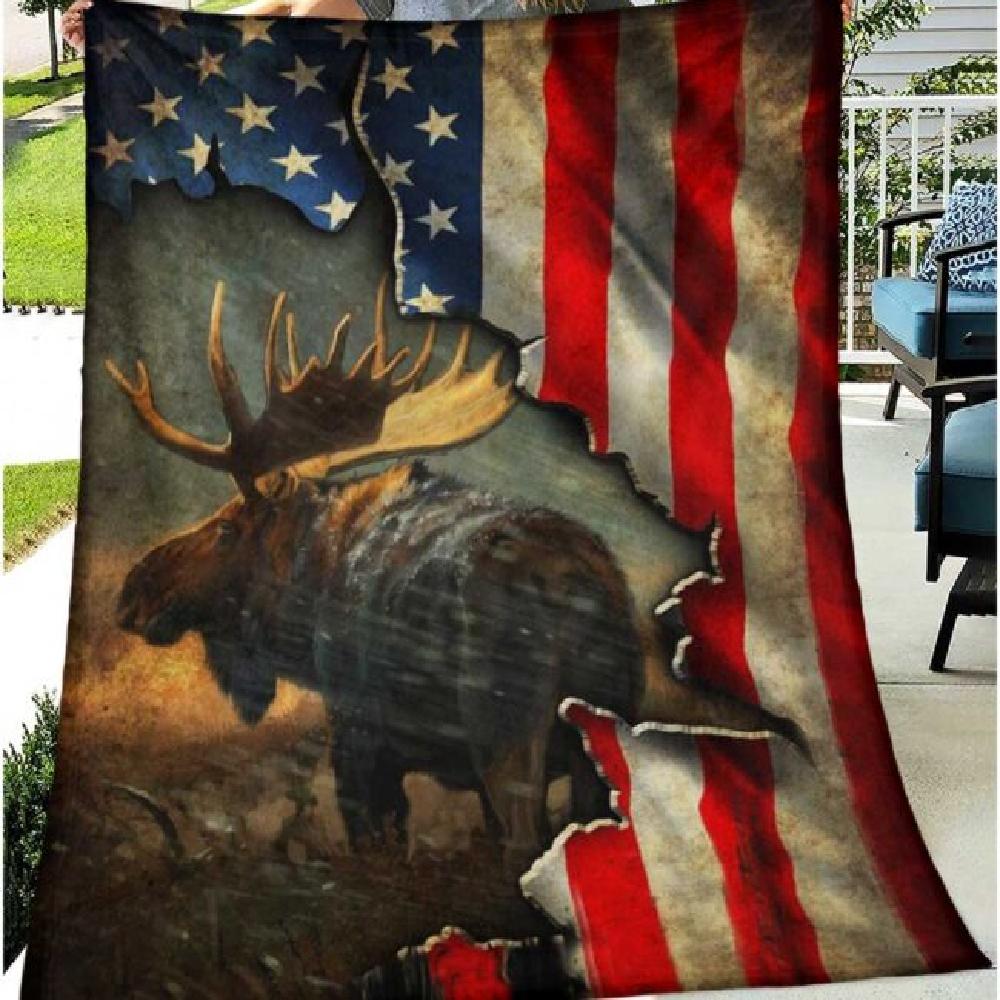 Animal Moose Hunter Special Gift Fleece Blanket Family Gift Home Decor Bedding Couch Sofa Soft And Comfy Cozy