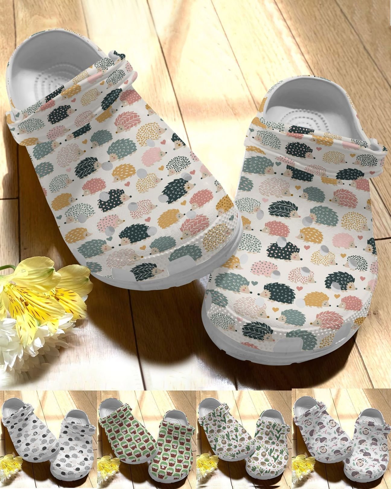 Hedgehog Personalize Clog, Custom Name, Text, Fashion Style For Women, Men, Kid, Print 3D Lovely Hedgehog 5 Colors