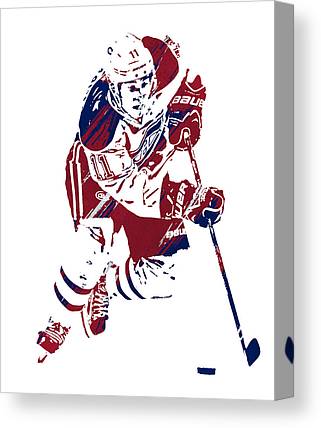 Brendan Gallagher Montreal Canadiens Watercolor Strokes Pixel Art 1 Joe Hamilton Canvas Print