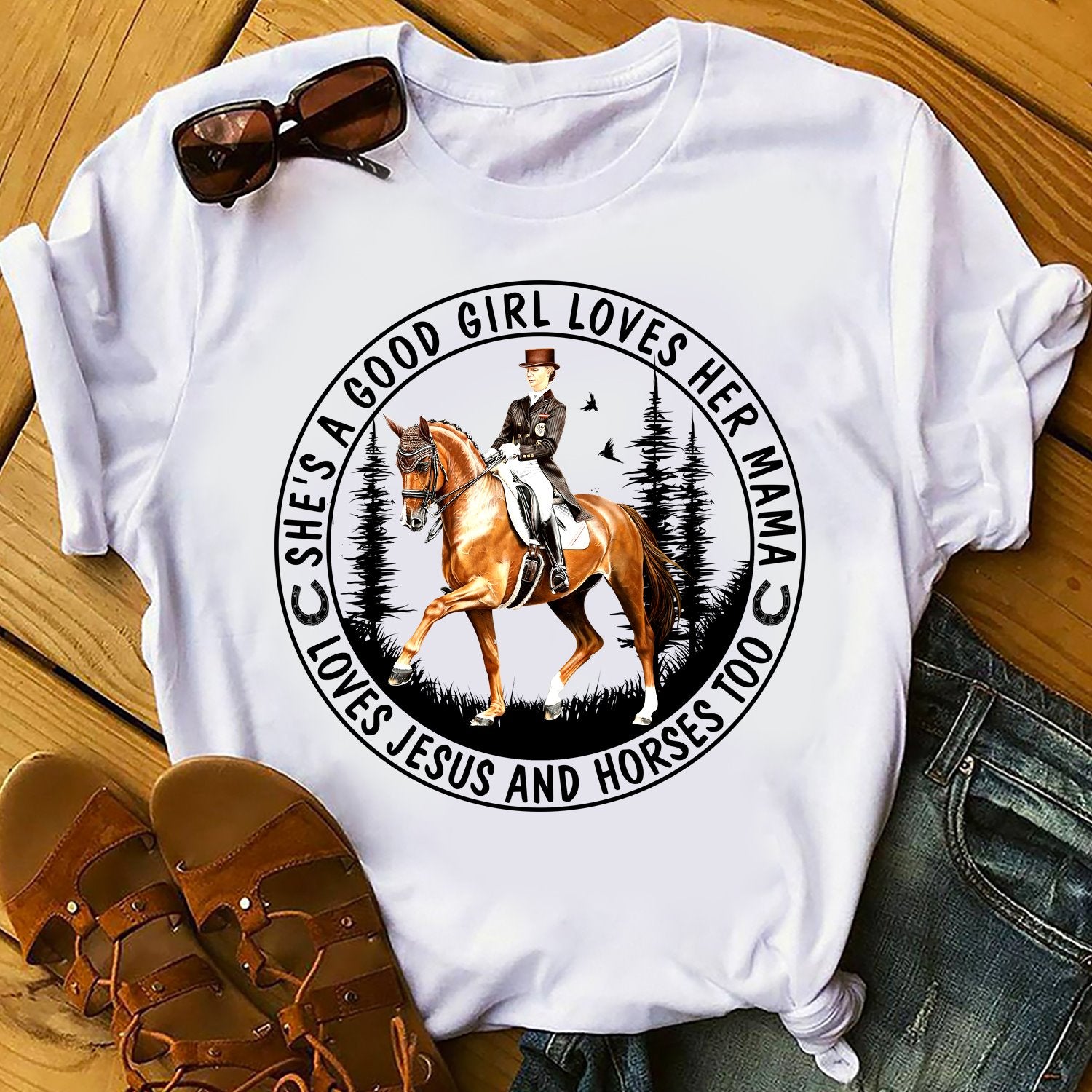 She Is A Good Girl Loves Her Mama  Loves Jesus And Horses Too Gift Standard/Premium T-Shirt