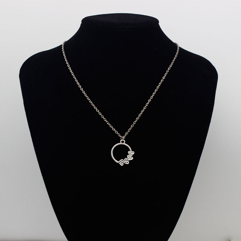 5 different styles silvery Round Pendant Necklace 1-5 heart-shaped respectively. Sweater chain Jewelry Gifts Best friend alx