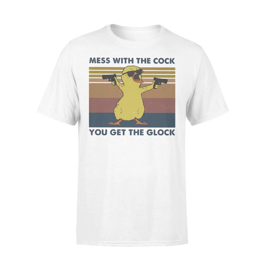 Chicken Mess With The Cock You Get The Glock Vintage Retro T-shirt