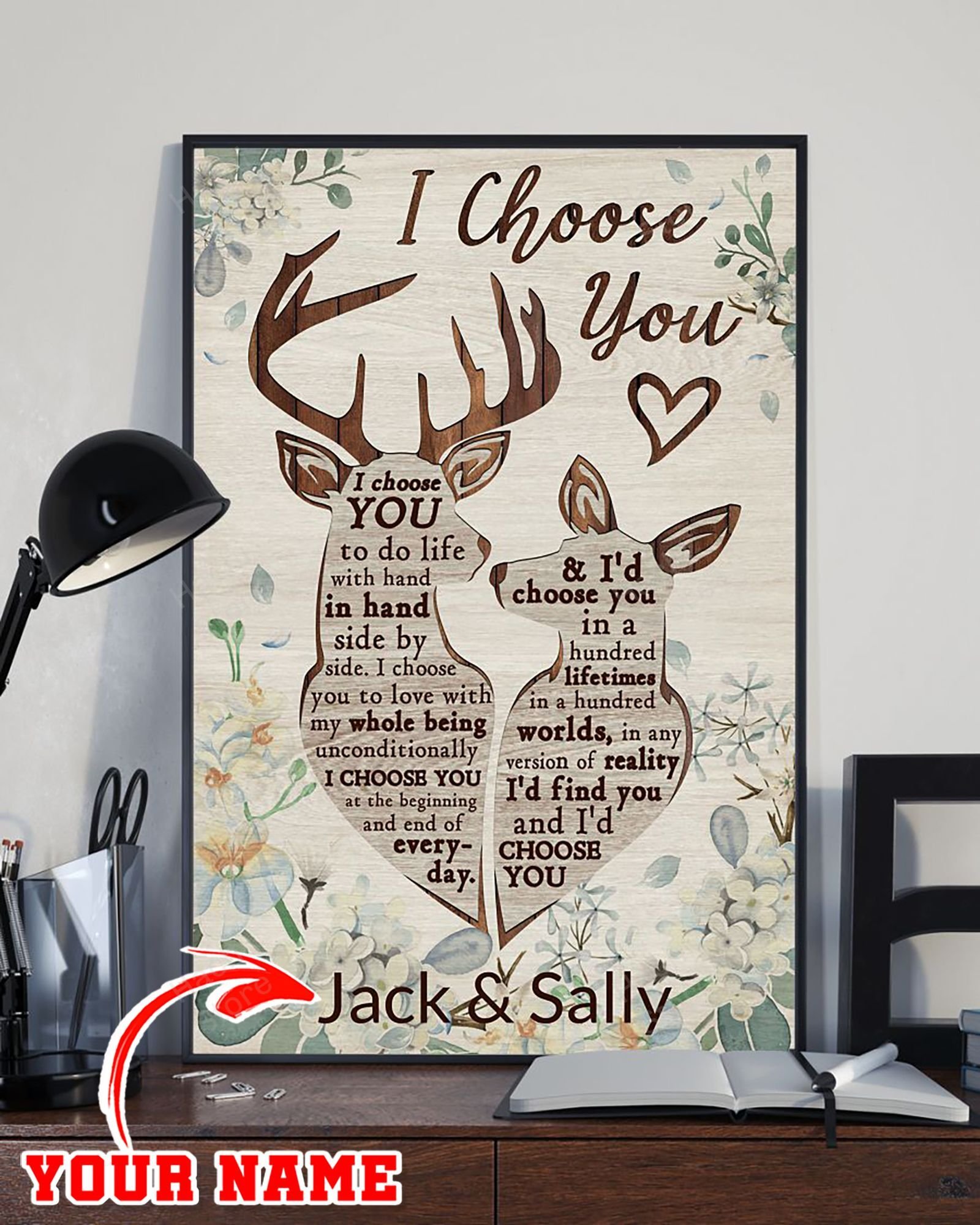 I Choose You Deer Couple Personalized Hunting Canvas