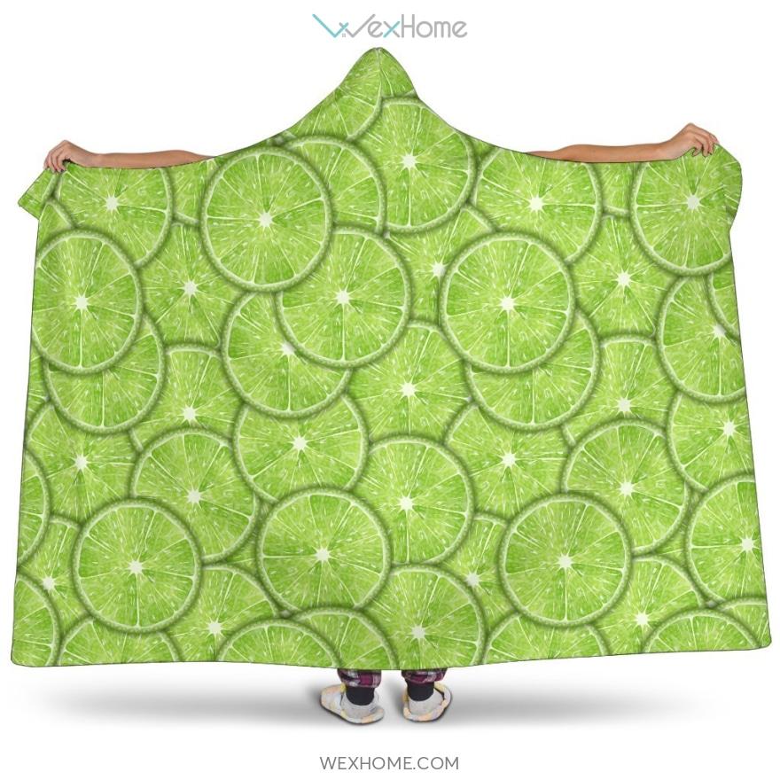 Slices Of Lime Pattern Hooded Blanket