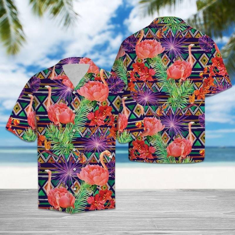 Artsyhomes Tropical Leaves Flamingo Hawaiian Ha13780