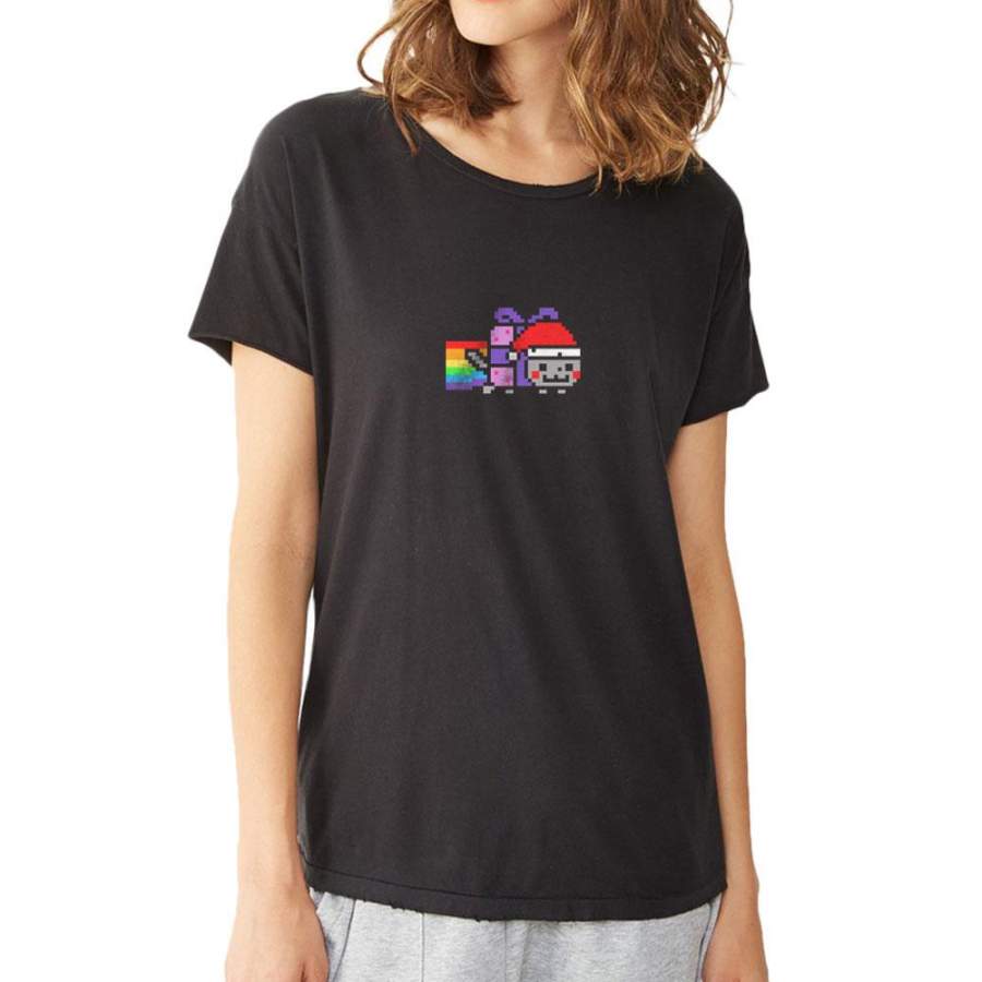 Christmas Nyan Cat Women'S T Shirt