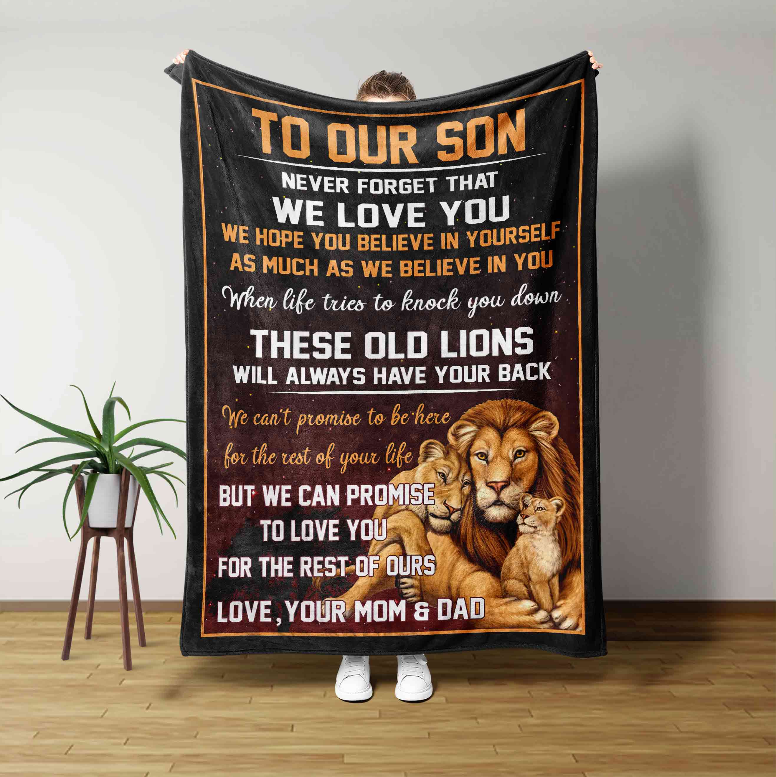 To Our Son Blanket, Lion Blanket, Family Blanket, Custom Name Blanket, Gift Blanket