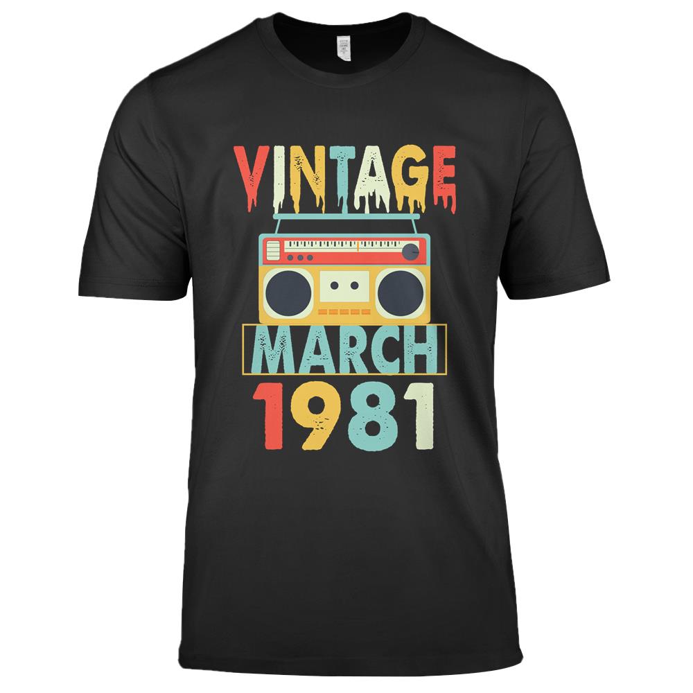 Birthday Vintage March 1981 Premium T Shirts