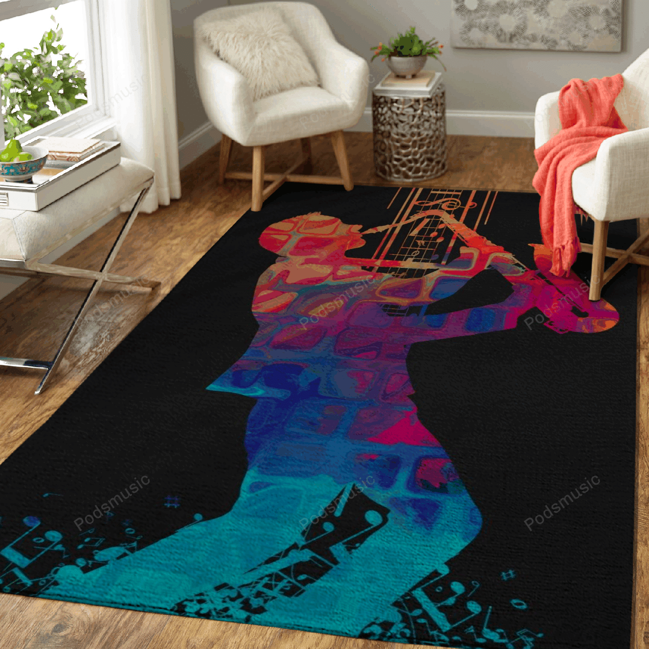 I love Music Saxophone – Sound Color Art For Fans Area Rug Carpet