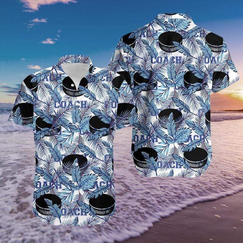 Hockey Coach Blue Hawaii Aloha Shirts Ha13700