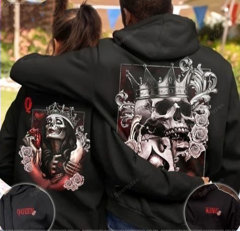 Skull Couple King And Queen Ace Hoodie 3D