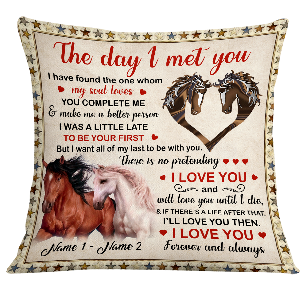 Personalized Horse Couple The Day I Met You Pillow Db276 95O24