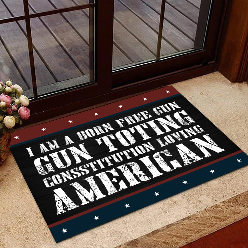 Veteran Welcome Rug, Veteran Doormat, I Am A Born Free Gun-Toting Constitution Loving American Doormat