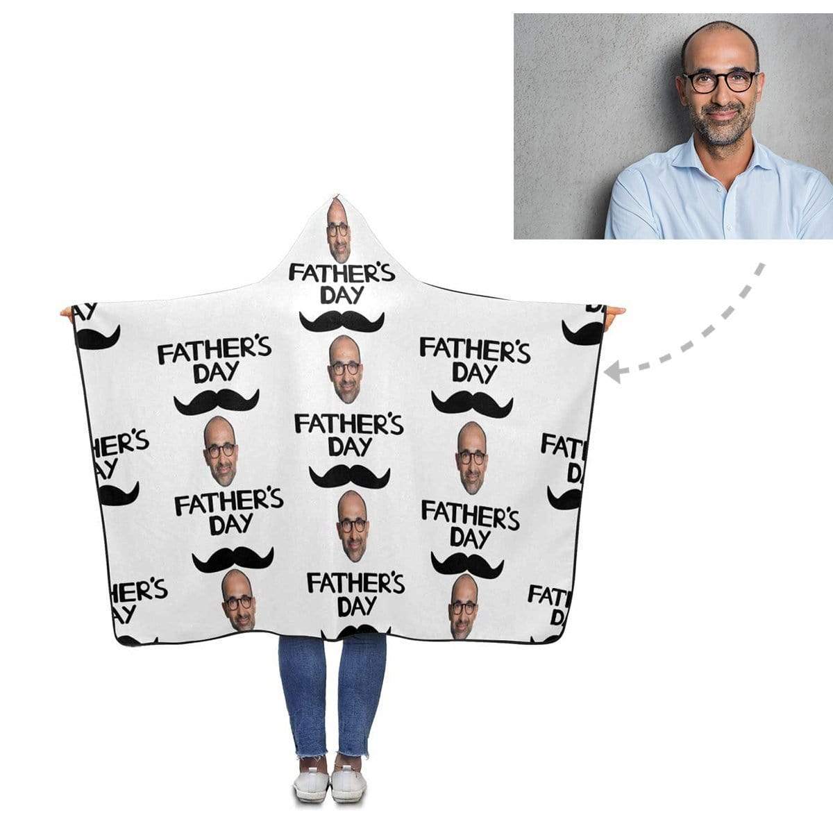 Custom Face Father’S Day Hooded Blanket