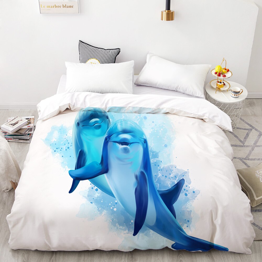 3D Hd Print Custom Duvet Cover,//Blanket Case Usa Queen/King,Bedding 220×240,Bedclothes Ocean Dolphin/Whale