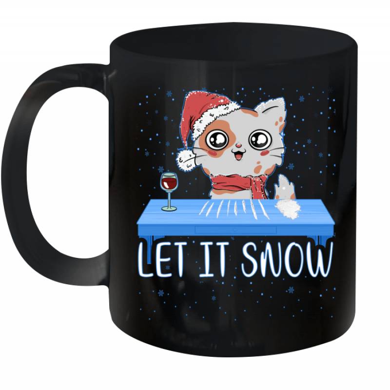 Let It Snow Santa Wine Adult Humor Cat Kitten Funny Gag Gifts Mug