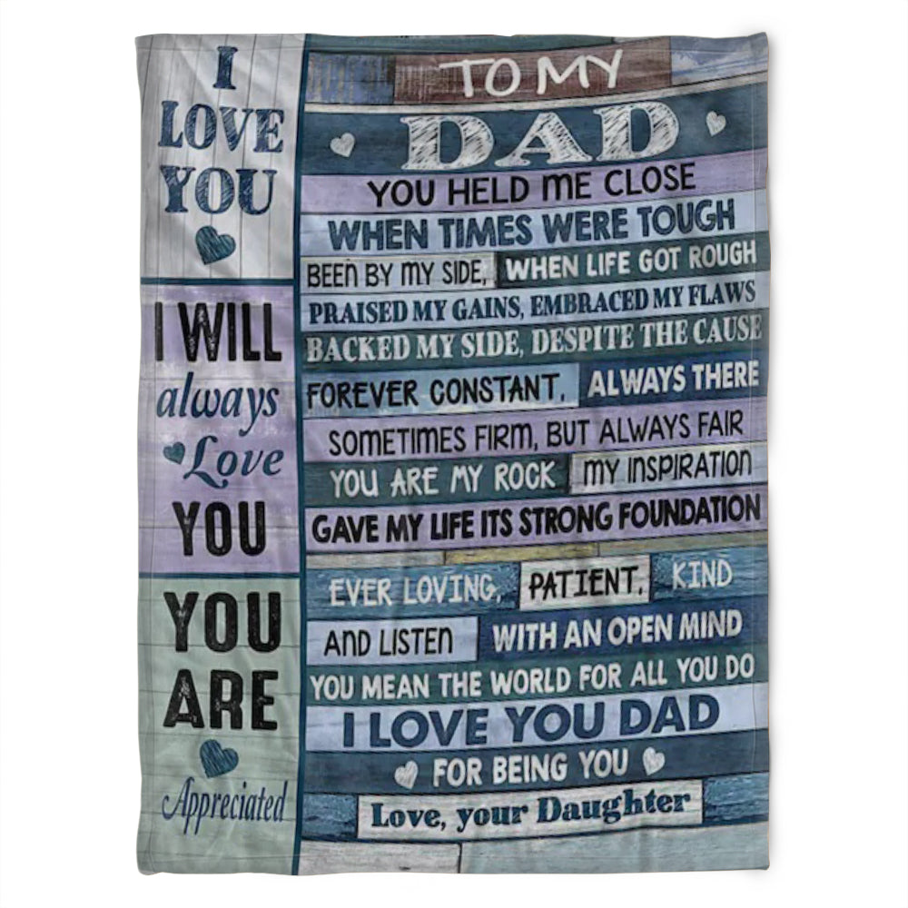 To My Dad Blanket, I Love You, I Will Always Love You, Gift For Dad Family Home Decor Bedding Couch Sofa Soft And Comfy Cozy