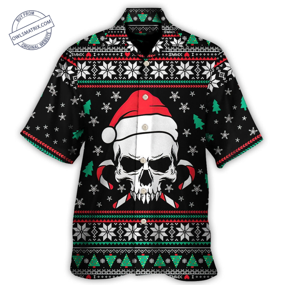 Christmas Skull Wearing Santa Claus Hat And Sweat Candy – Hawaiian Shirt – Haws04Lin030922