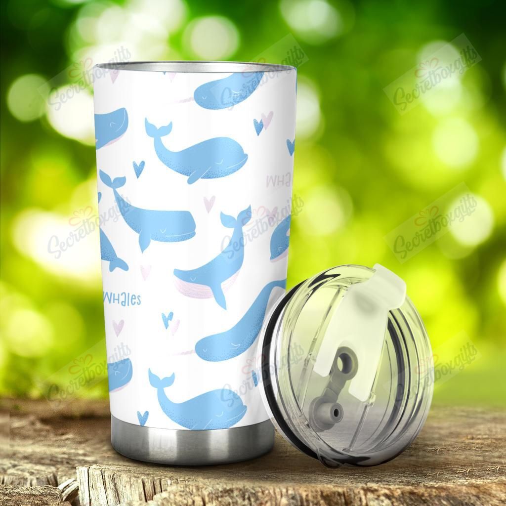 Personalized Blue Whale Pattern Nc1211415Cl Stainless Steel Tumbler Travel Customize Name, Text, Number, Image