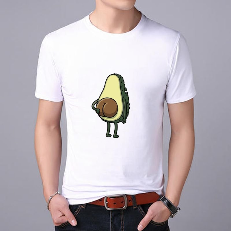 Cartoon Avocado Pattern Print Funny Sleeve Cute Tshirt