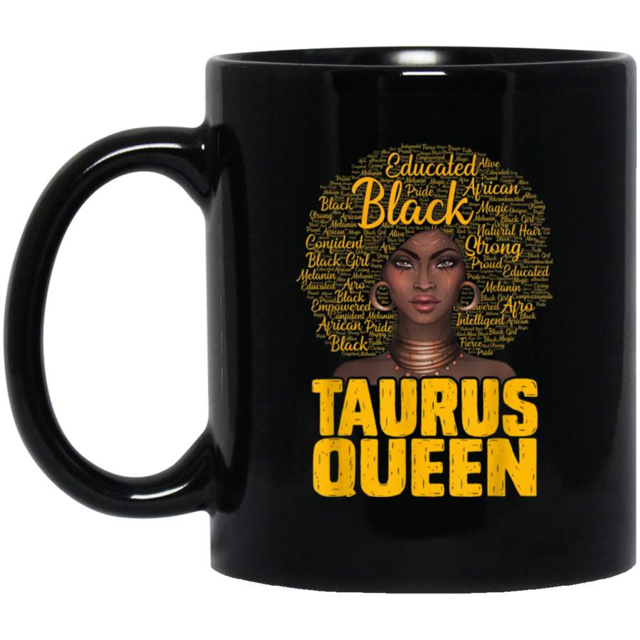 Taurus Queen Black Woman Afro Natural Hair African American Black Mugs