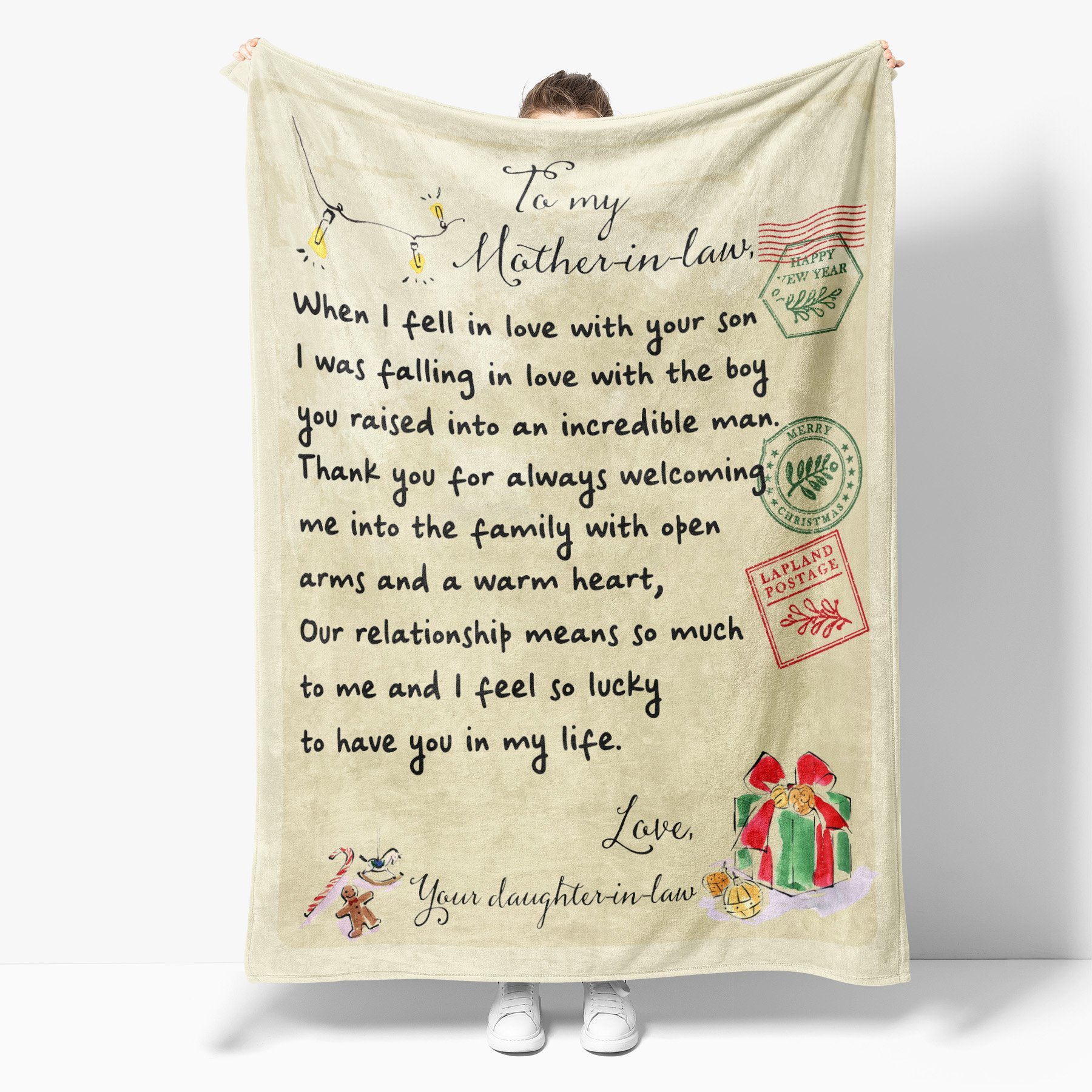 Thank You For Always Welcoming Me Into The Family Blanket, Meaningful Gift, Mother’s Day Gift From Daughter In Law To Mom, Home Decor Bedding Couch Sofa Soft and Comfy Cozy